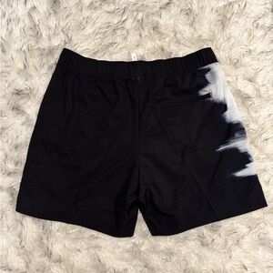 REVOLVE Mens Athletic Black and White Swim Shorts with Tie-Dye Effect